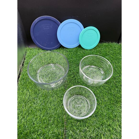 Pyrex Simply Store 3pc 1 Cup Round Glass Storage Set – Asst Color Lids - Picture 7 of 8